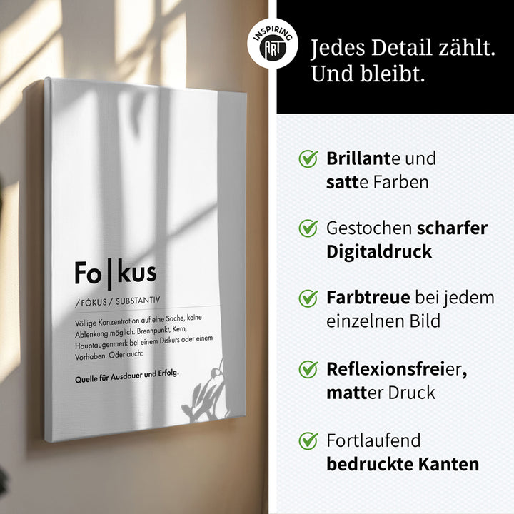 Leinwanddruck mit Text Fokus