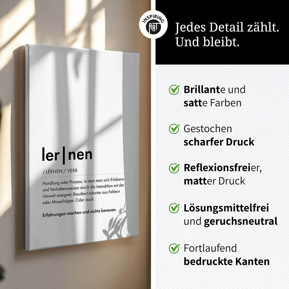 Leinwanddruck mit Text Lernen