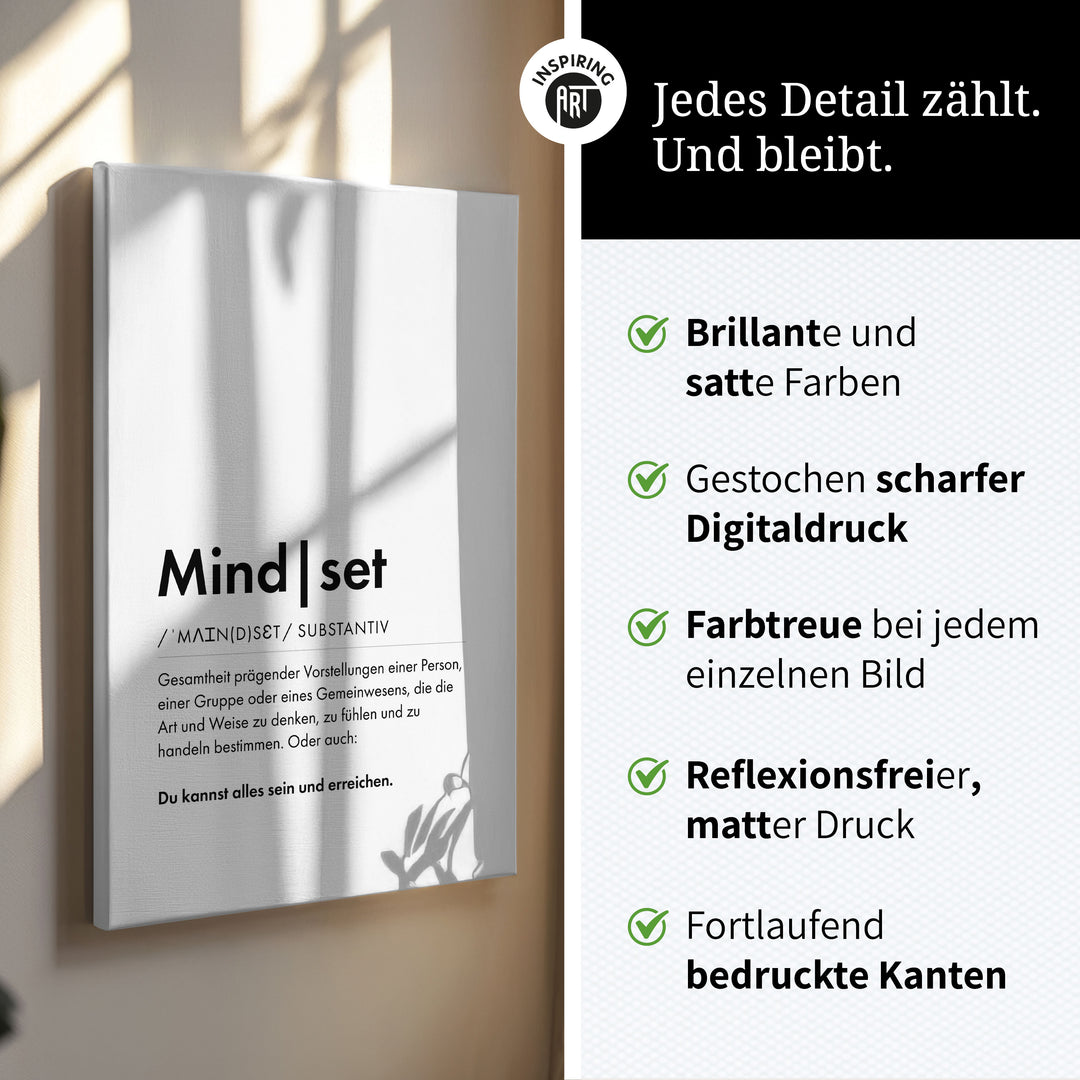 Mindset - Wortdefinition-Wandbild - Leinwand im Hochformat