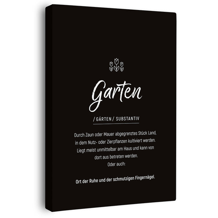 Garten - Wortdefinition-Wandbild - Leinwand im Hochformat