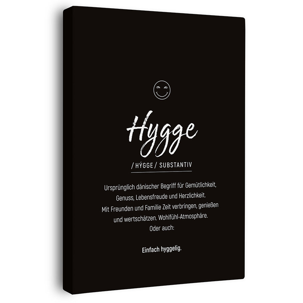 Hygge - Wortdefinition-Wandbild - Leinwand im Hochformat