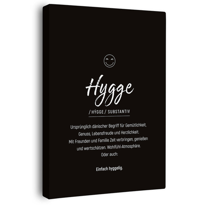 Hygge - Wortdefinition-Wandbild - Leinwand im Hochformat