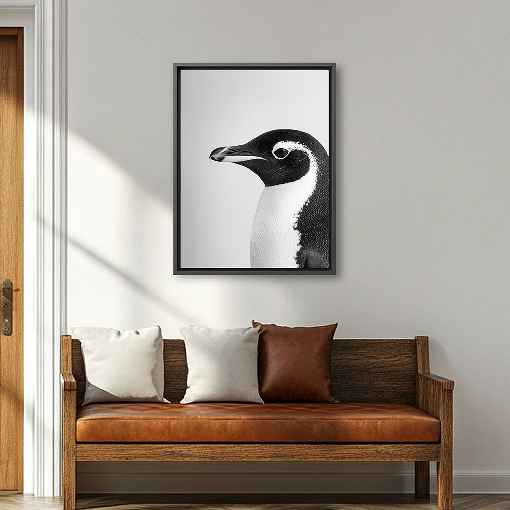 Leinwandbild: Tierporträt Pinguin "Marble" in Schwarz-Weiß