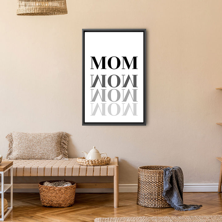 "Mom-Wow" - Leinwandbild in Weiß-Schwarz