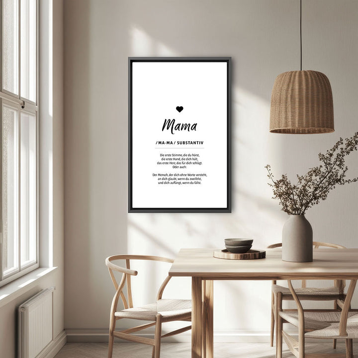 Mama - Wortdefinition - Leinwandbild in Weiß-Schwarz