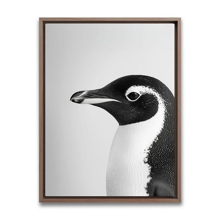 Leinwandbild mit Rahmen  Pinguin Schwarz Weiß