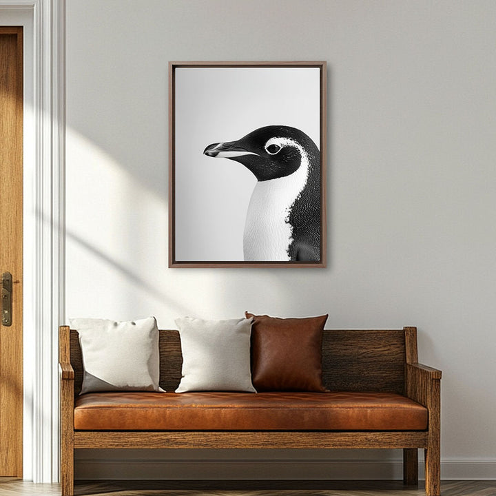 Leinwandbild: Tierporträt Pinguin "Marble" in Schwarz-Weiß