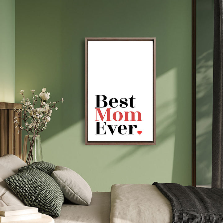 "Best mom ever" Typografie - Leinwandbild in Weiß-Schwarz-Rot