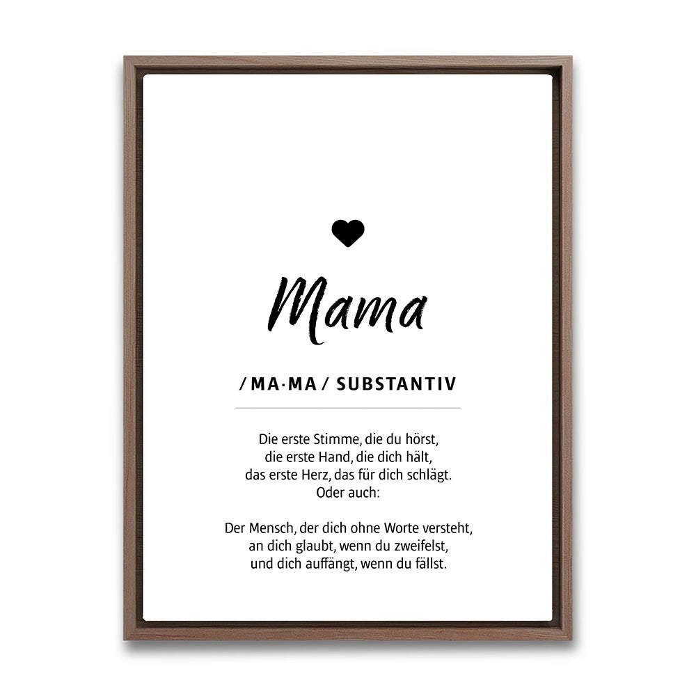 Mama - Wortdefinition - Leinwandbild in Weiß-Schwarz