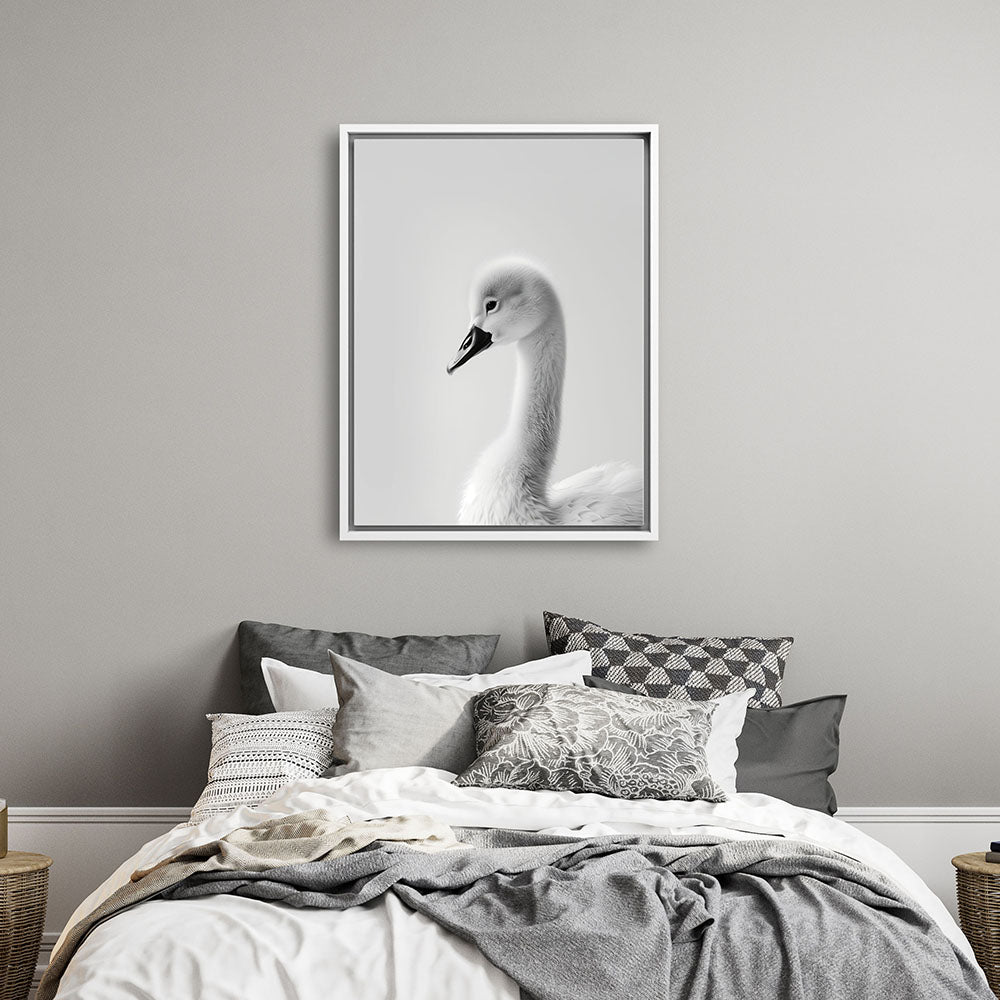 Leinwandbild: Tierporträt Schwan "Serena" in Schwarz-Weiß