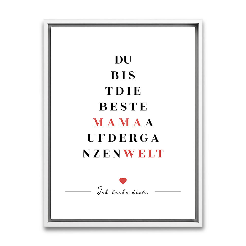 Gerahmtes Leinwandbild Geschenk Beste Mama