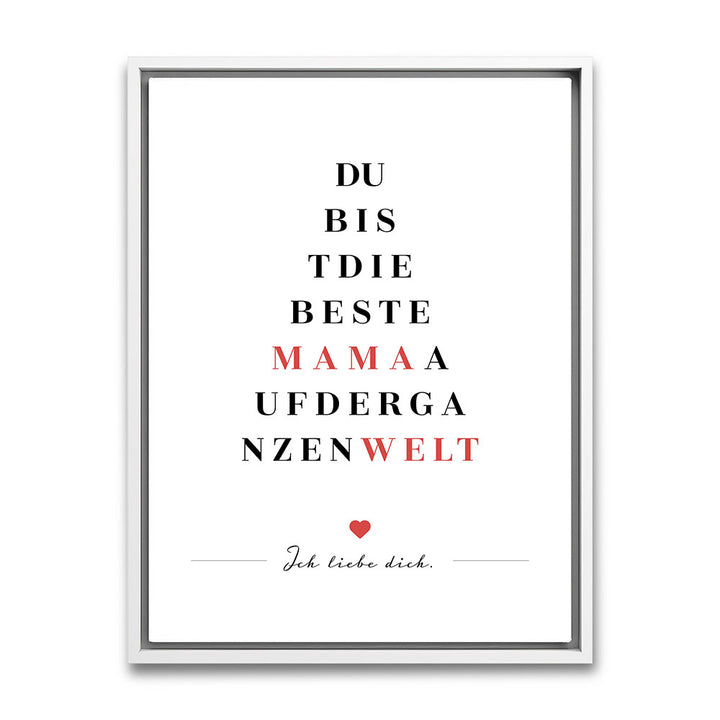 Gerahmtes Leinwandbild Geschenk Beste Mama