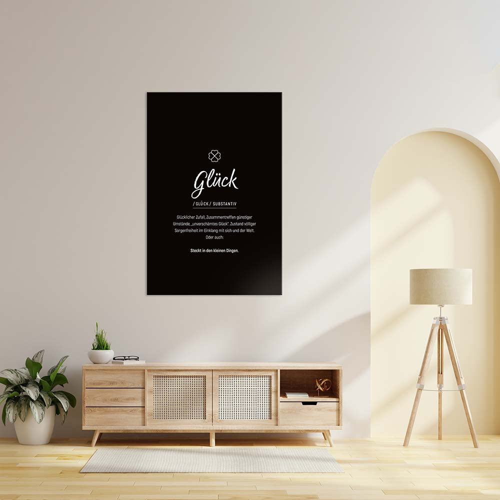 Glück - Wortdefinition-Wandbild - Leinwand im Hochformat