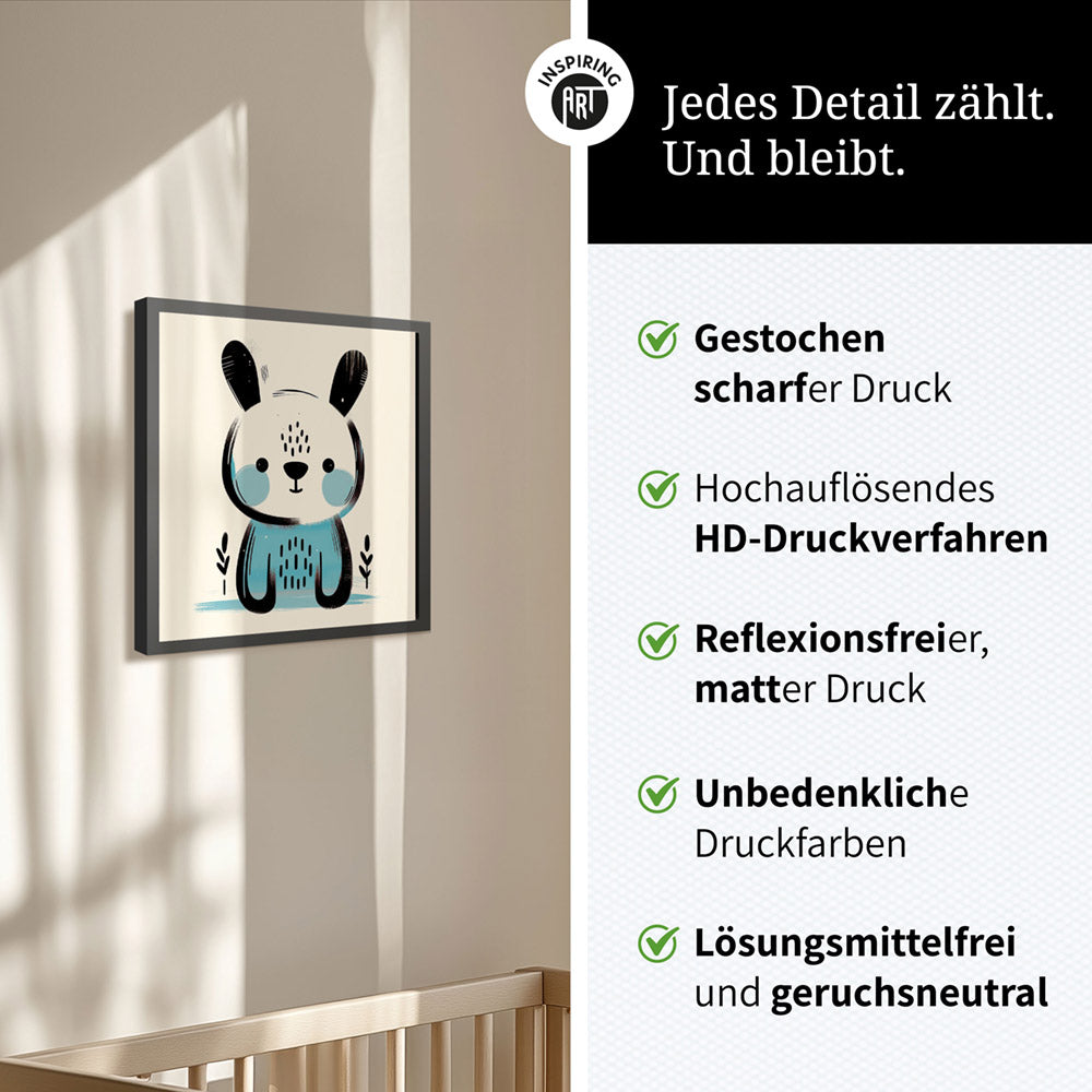 Koko, der Kreativ-Hase – Baby-Kinder-Wandbild MIXPIX – Tiermotiv Hase als Illustration