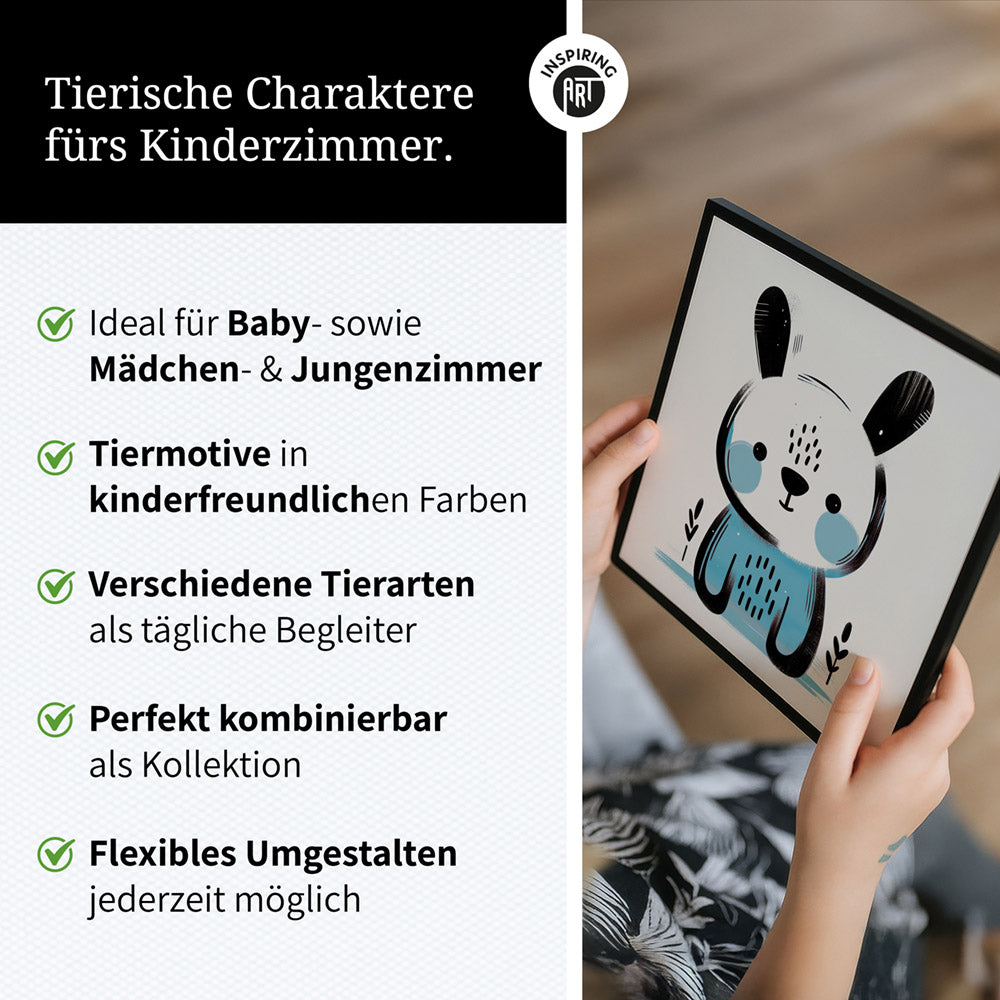 Koko, der Kreativ-Hase – Baby-Kinder-Wandbild MIXPIX – Tiermotiv Hase als Illustration