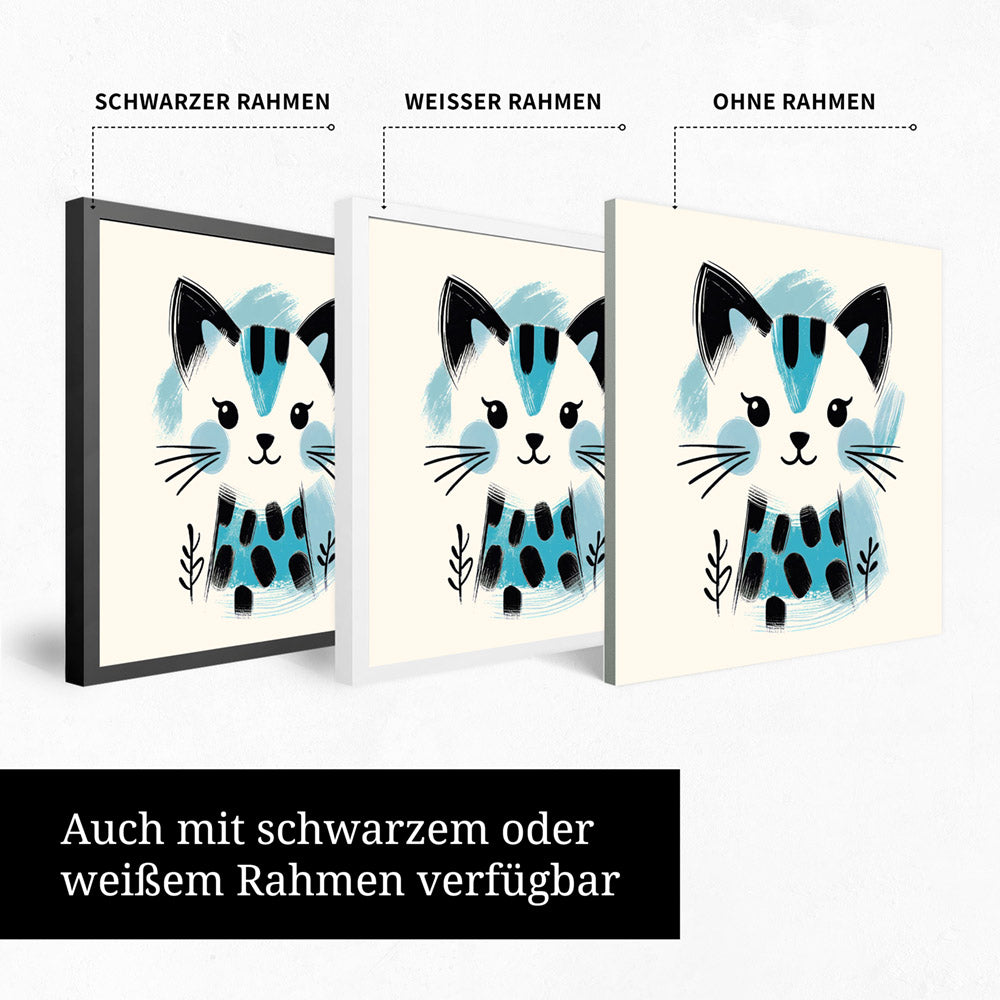 Kira, die Kunst-Katze – Baby-Kinder-Wandbild MIXPIX – Tiermotiv Katze als Illustration