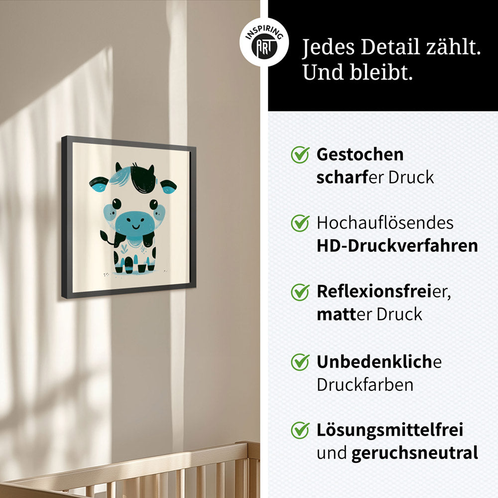 Karla, die kolorierte Kuh – Baby-Kinder-Wandbild MIXPIX – Tiermotiv Kuh als Illustration