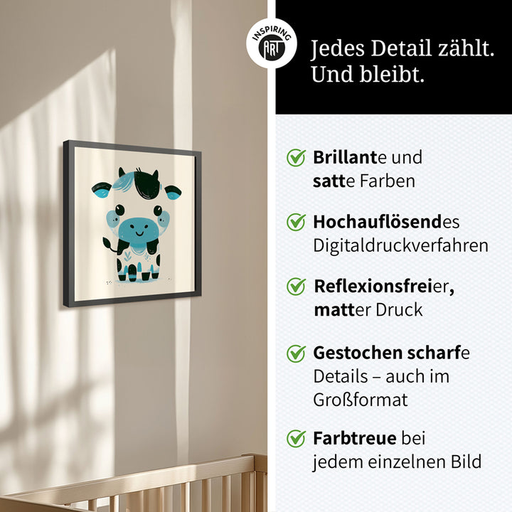 Karla, die kolorierte Kuh – Baby-Kinder-Wandbild MIXPIX – Tiermotiv Kuh als Illustration