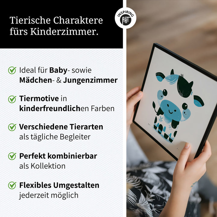 Karla, die kolorierte Kuh – Baby-Kinder-Wandbild MIXPIX – Tiermotiv Kuh als Illustration