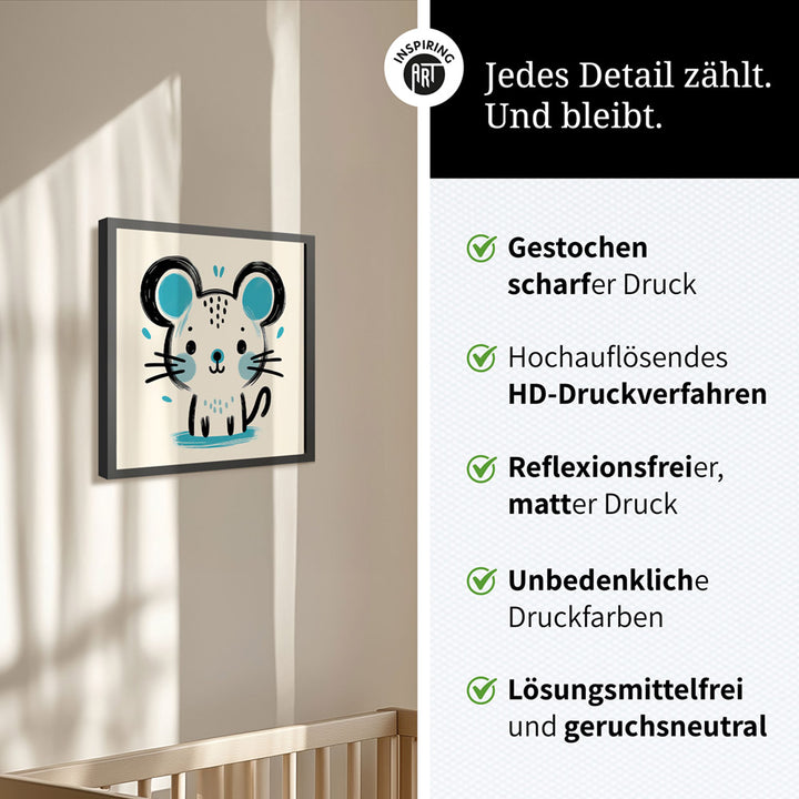 Mimi, die Malermeister-Maus – Baby-Kinder-Wandbild MIXPIX – Tiermotiv Maus als Illustration