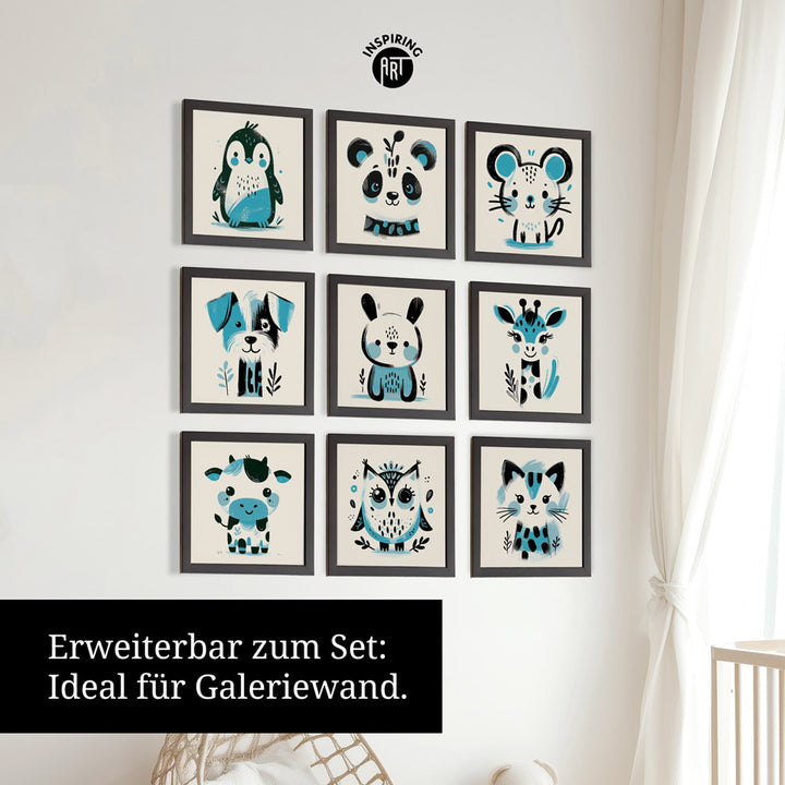 Kira, die Kunst-Katze – Baby-Kinder-Wandbild MIXPIX – Tiermotiv Katze als Illustration