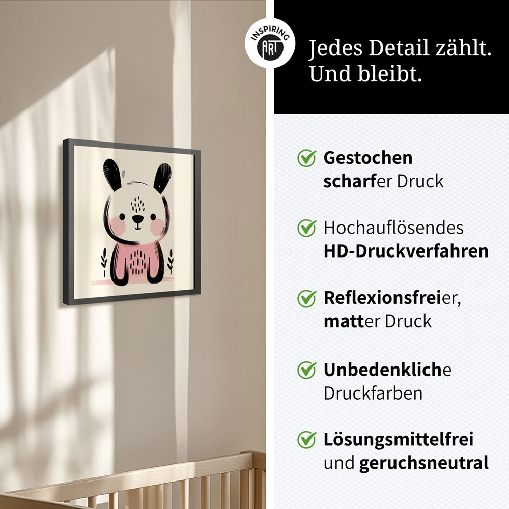 Koko, der Kreativ-Hase – Baby-Kinder-Wandbild MIXPIX – Tiermotiv Hase als Illustration