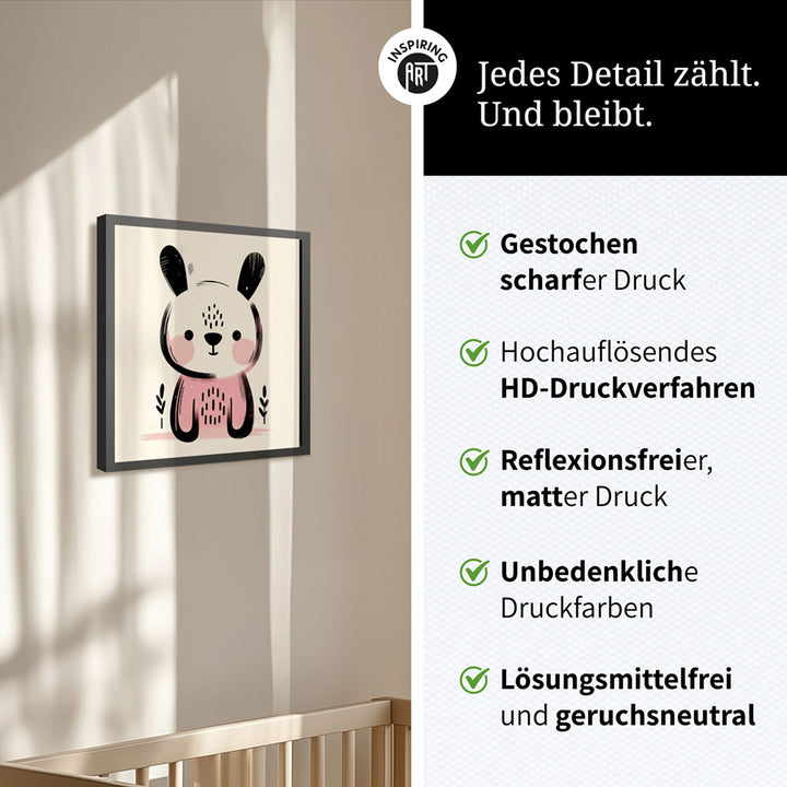 Koko, der Kreativ-Hase – Baby-Kinder-Wandbild MIXPIX – Tiermotiv Hase als Illustration