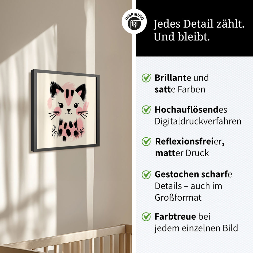 Kira, die Kunst-Katze – Baby-Kinder-Wandbild MIXPIX – Tiermotiv Katze als Illustration
