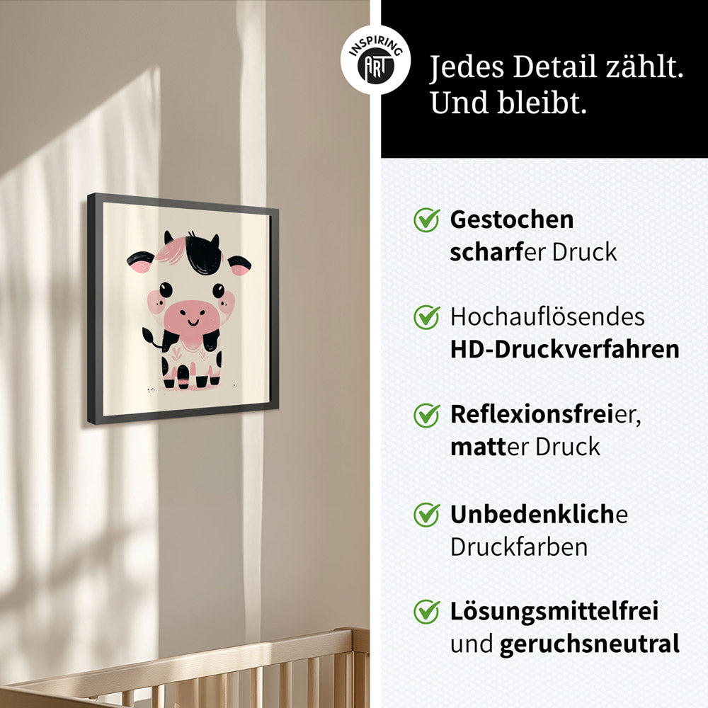 Karla, die kolorierte Kuh – Baby-Kinder-Wandbild MIXPIX – Tiermotiv Kuh als Illustration