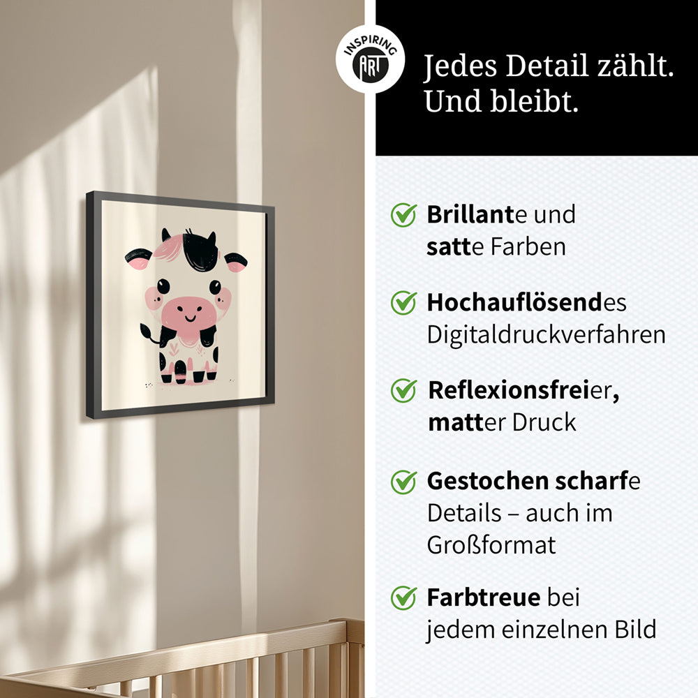 Karla, die kolorierte Kuh – Baby-Kinder-Wandbild MIXPIX – Tiermotiv Kuh als Illustration