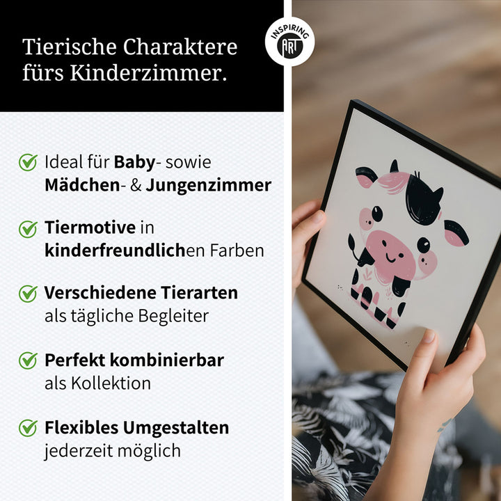 Karla, die kolorierte Kuh – Baby-Kinder-Wandbild MIXPIX – Tiermotiv Kuh als Illustration