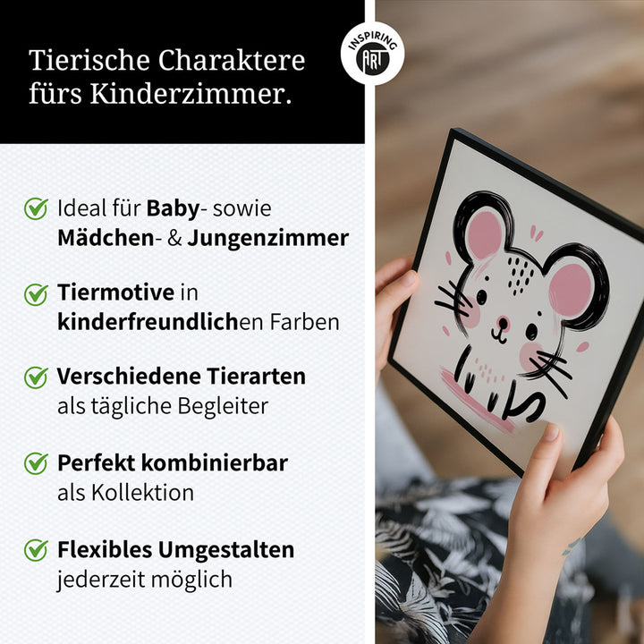 Mimi, die Malermeister-Maus – Baby-Kinder-Wandbild MIXPIX – Tiermotiv Maus als Illustration