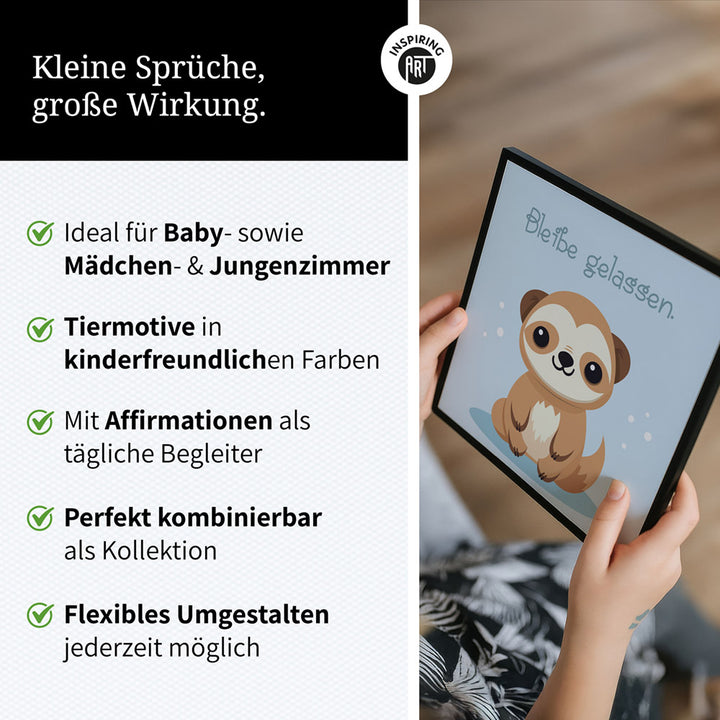 Fabian, der flauschige Faulpelz – Baby-Kinder-Wandbild MIXPIX – Tiermotiv Faultier im Cartoon-Design