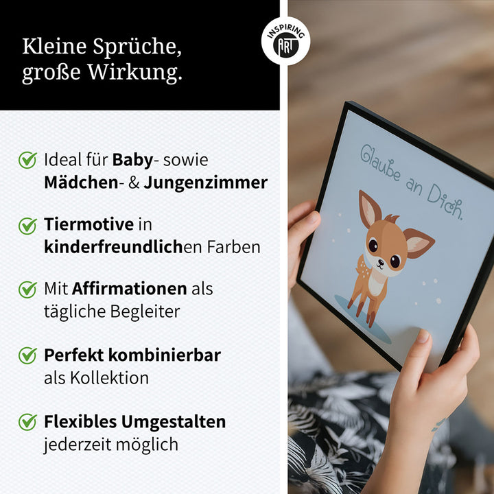 Rudi, das Sternenreh – Baby-Kinder-Wandbild MIXPIX – Tiermotiv Reh im Cartoon Design