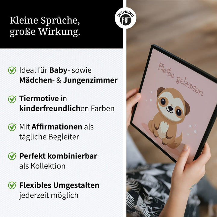 Fabian, der flauschige Faulpelz – Baby-Kinder-Wandbild MIXPIX – Tiermotiv Faultier im Cartoon-Design