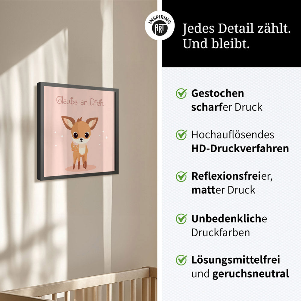 Rudi, das Sternenreh – Baby-Kinder-Wandbild MIXPIX – Tiermotiv Reh im Cartoon Design