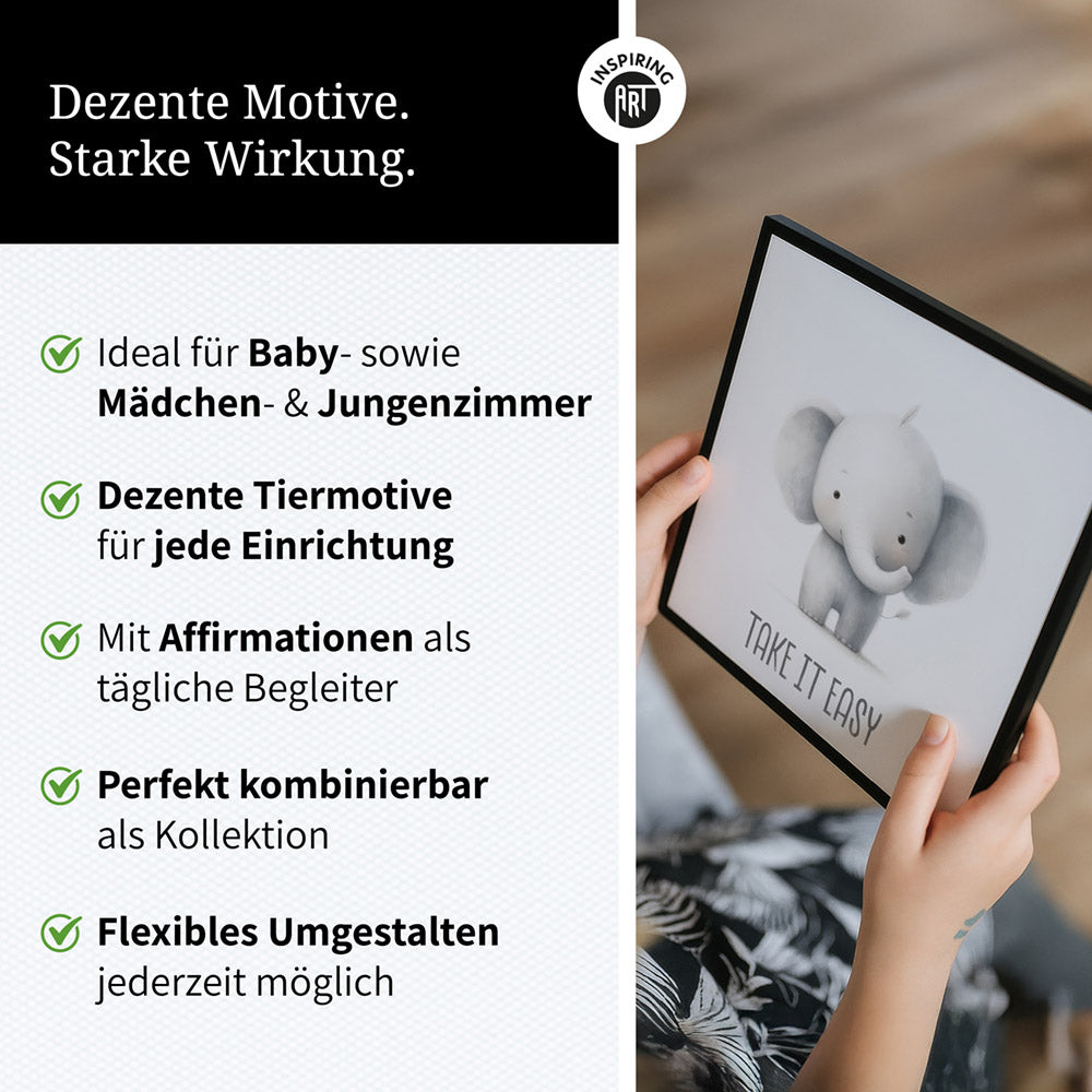 Magnus, der kichernde Rüsselwicht – Baby-Kinder-Wandbild MIXPIX – Tiermotiv Elefant