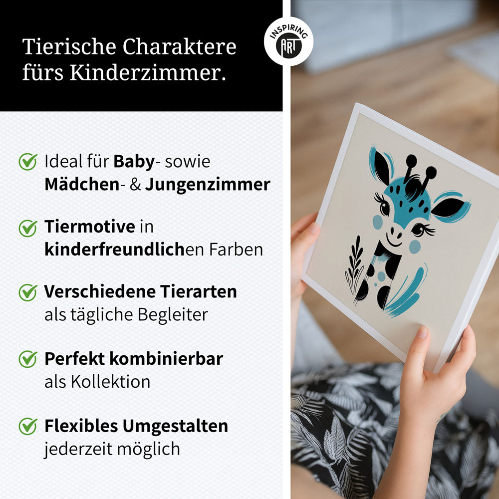 Gigi, die Gemälde-Giraffe – Baby-Kinder-Wandbild MIXPIX – Tiermotiv Giraffe als Illustration