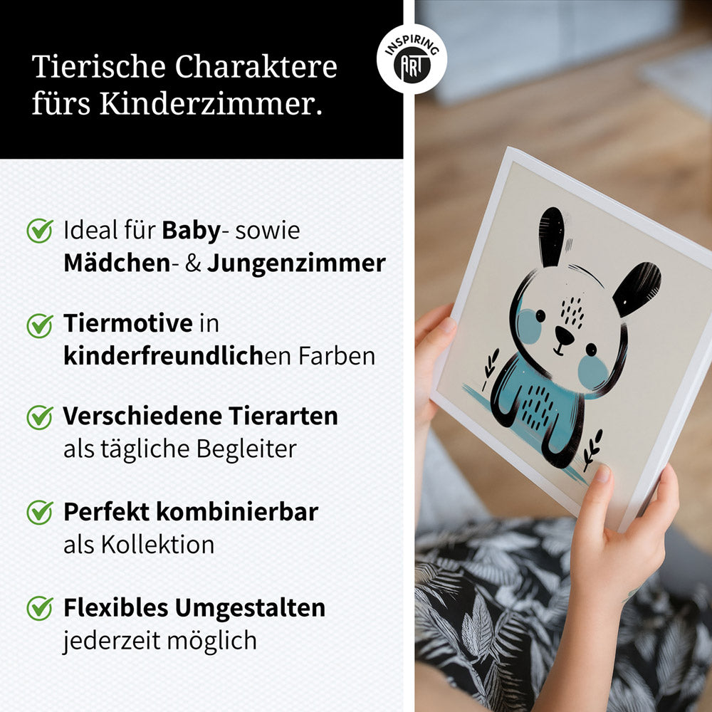 Koko, der Kreativ-Hase – Baby-Kinder-Wandbild MIXPIX – Tiermotiv Hase als Illustration