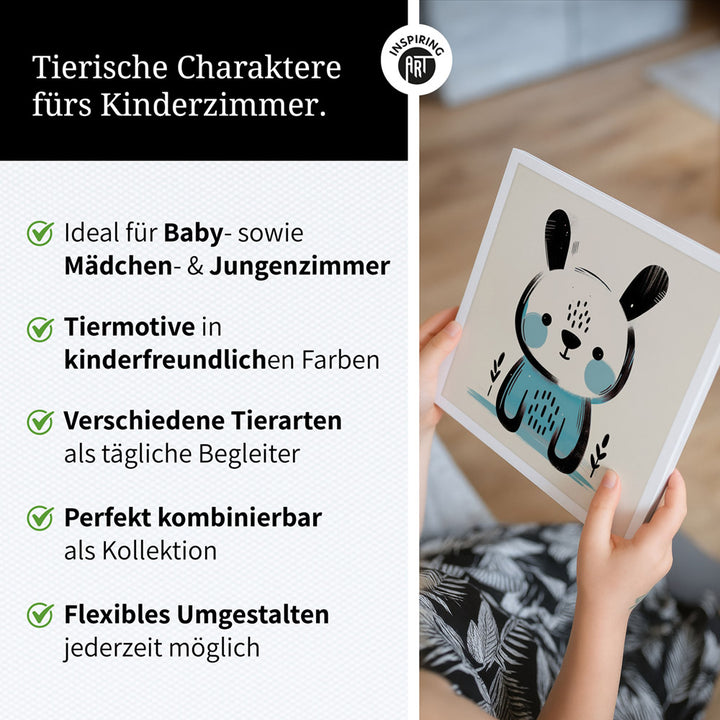 Koko, der Kreativ-Hase – Baby-Kinder-Wandbild MIXPIX – Tiermotiv Hase als Illustration