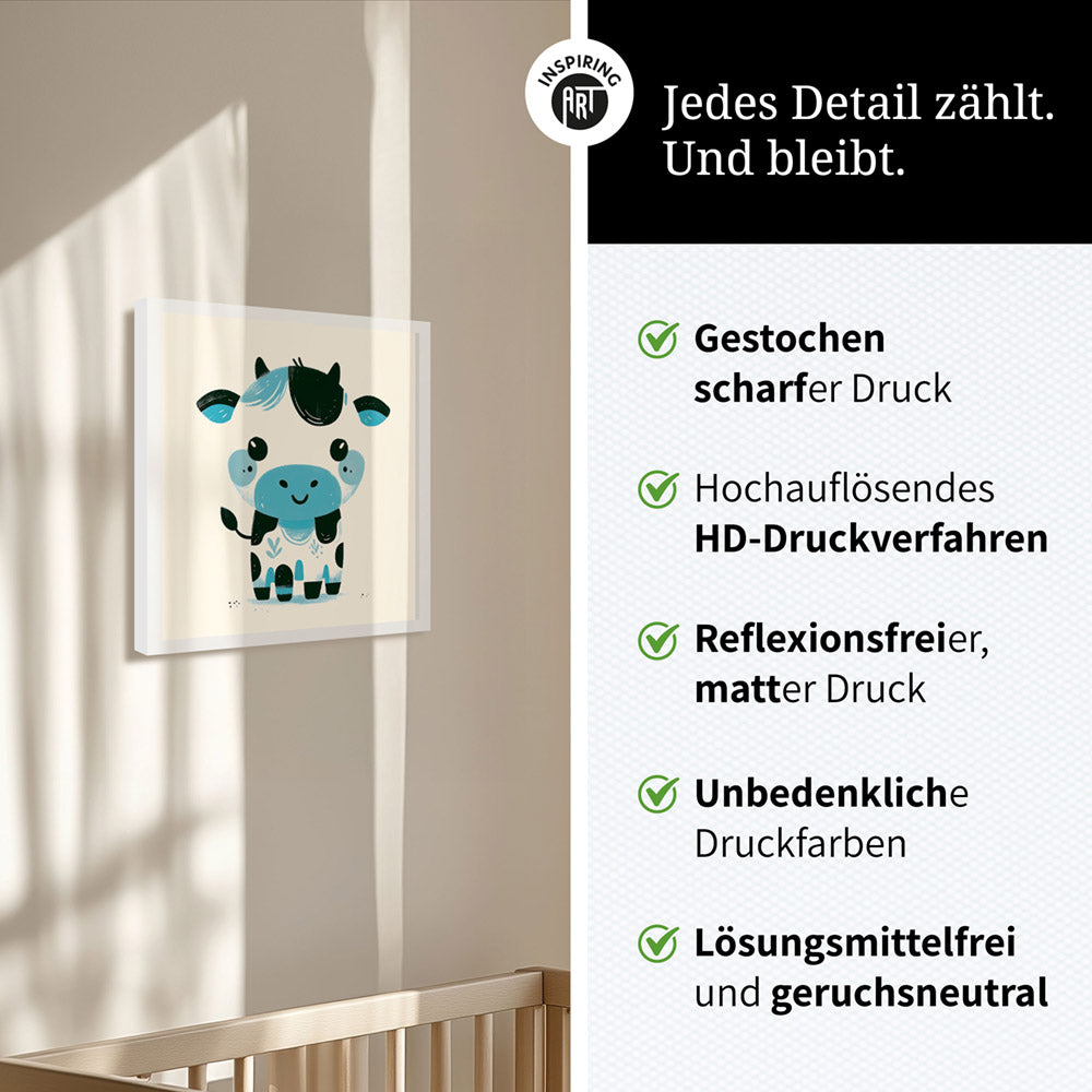Karla, die kolorierte Kuh – Baby-Kinder-Wandbild MIXPIX – Tiermotiv Kuh als Illustration