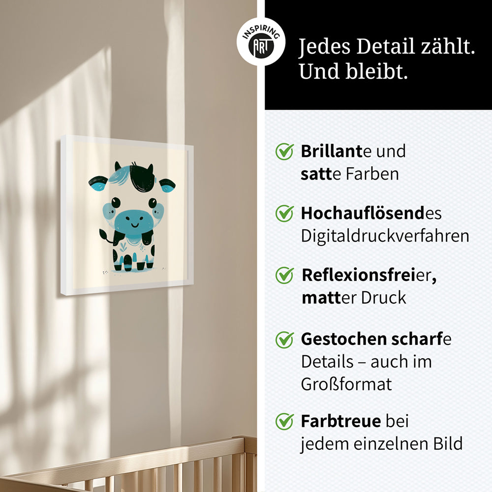Karla, die kolorierte Kuh – Baby-Kinder-Wandbild MIXPIX – Tiermotiv Kuh als Illustration