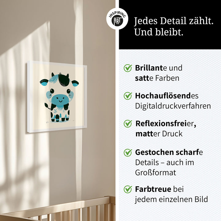 Karla, die kolorierte Kuh – Baby-Kinder-Wandbild MIXPIX – Tiermotiv Kuh als Illustration