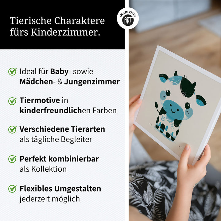 Karla, die kolorierte Kuh – Baby-Kinder-Wandbild MIXPIX – Tiermotiv Kuh als Illustration