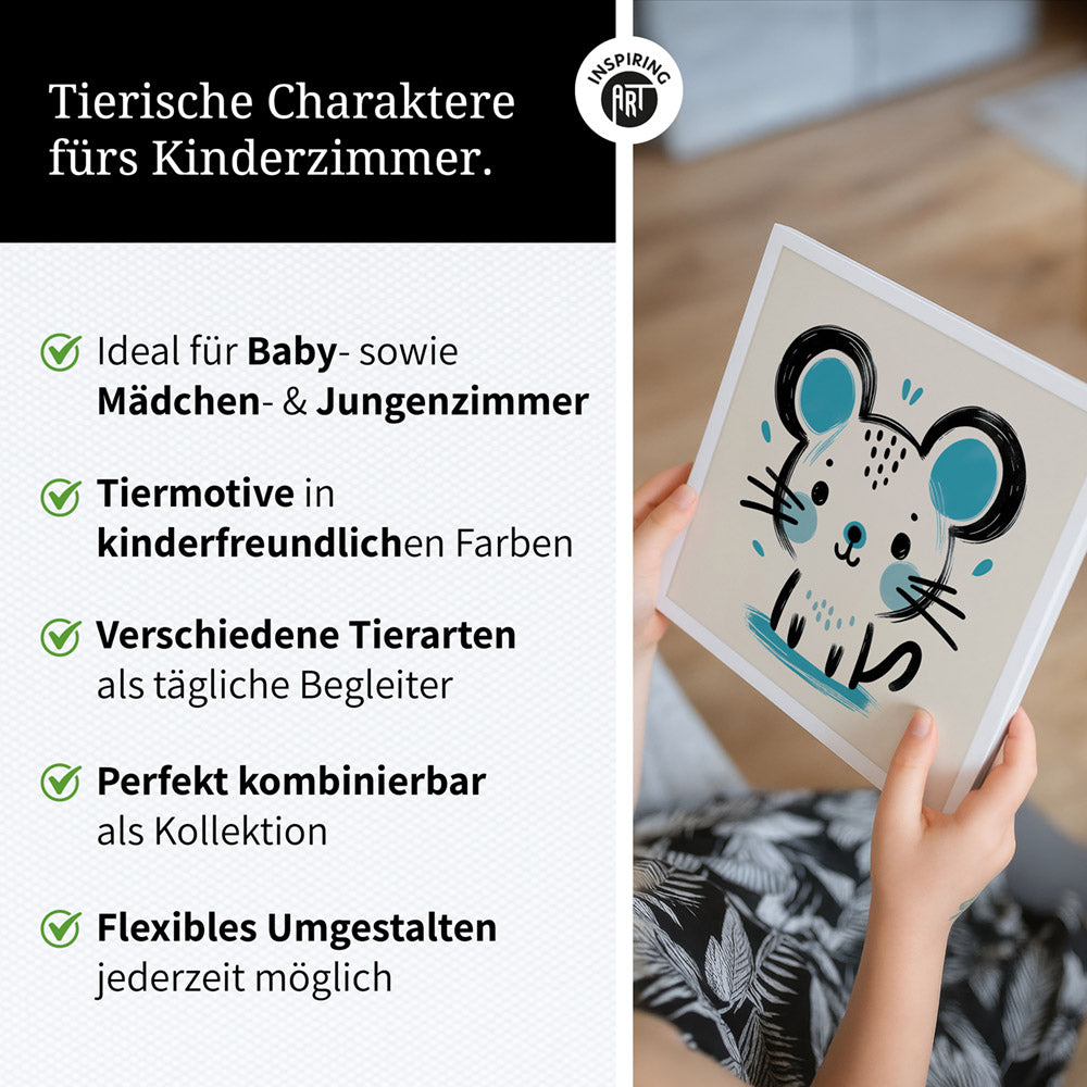 Mimi, die Malermeister-Maus – Baby-Kinder-Wandbild MIXPIX – Tiermotiv Maus als Illustration