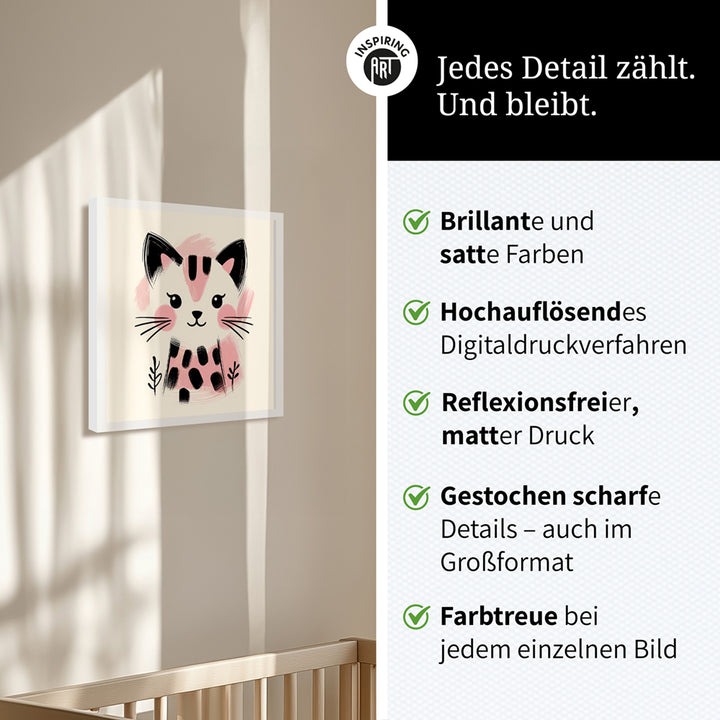 Kira, die Kunst-Katze – Baby-Kinder-Wandbild MIXPIX – Tiermotiv Katze als Illustration