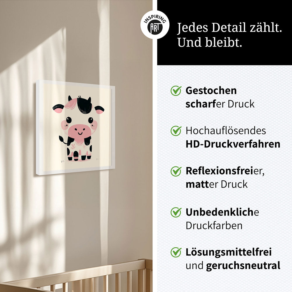 Karla, die kolorierte Kuh – Baby-Kinder-Wandbild MIXPIX – Tiermotiv Kuh als Illustration