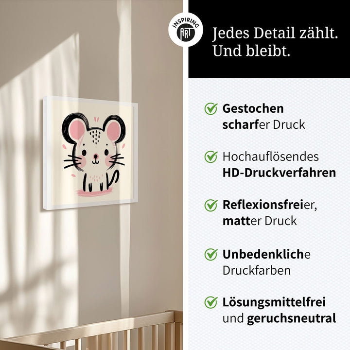 Mimi, die Malermeister-Maus – Baby-Kinder-Wandbild MIXPIX – Tiermotiv Maus als Illustration