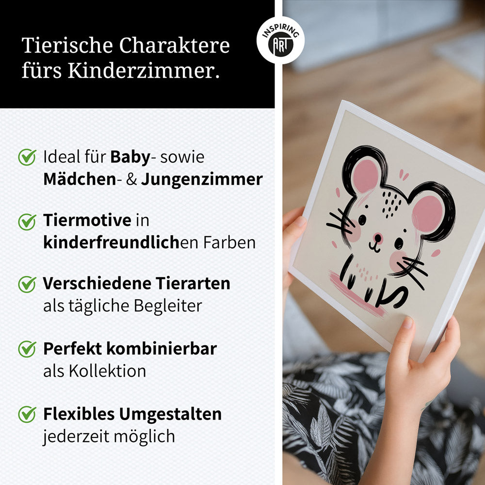 Mimi, die Malermeister-Maus – Baby-Kinder-Wandbild MIXPIX – Tiermotiv Maus als Illustration