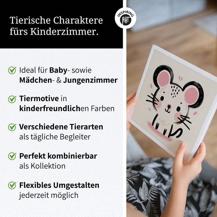 Mimi, die Malermeister-Maus – Baby-Kinder-Wandbild MIXPIX – Tiermotiv Maus als Illustration
